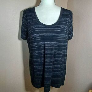 A New Day striped black and silver blouse Size XL
